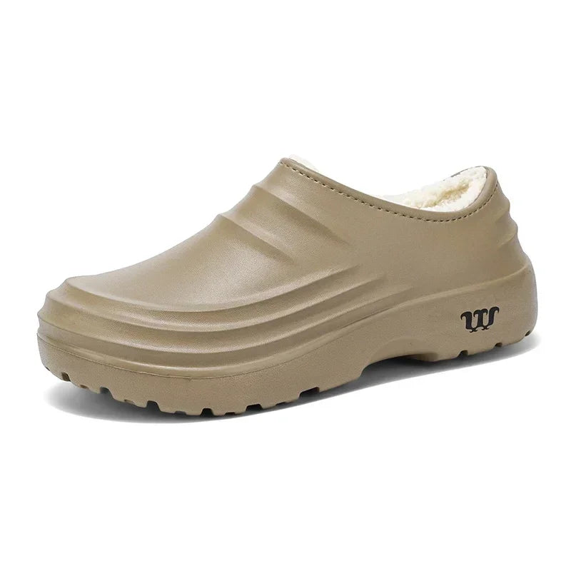 2024New Fashion Baumwolle Hausschuhe Männer Winter Warme Hause Baumwolle Schuhe Wasserdichte Garten Schuhe Indoor Slip auf Concise Schuhe