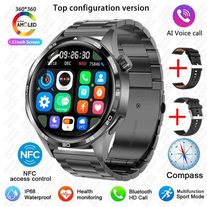 GT5 PRO Smart Watch Men Watch 5 Pro AMOLED HD Screen Bluetooth Call GPS Trajectory NFC Heart Rate Compass SmartWatches 2025 New