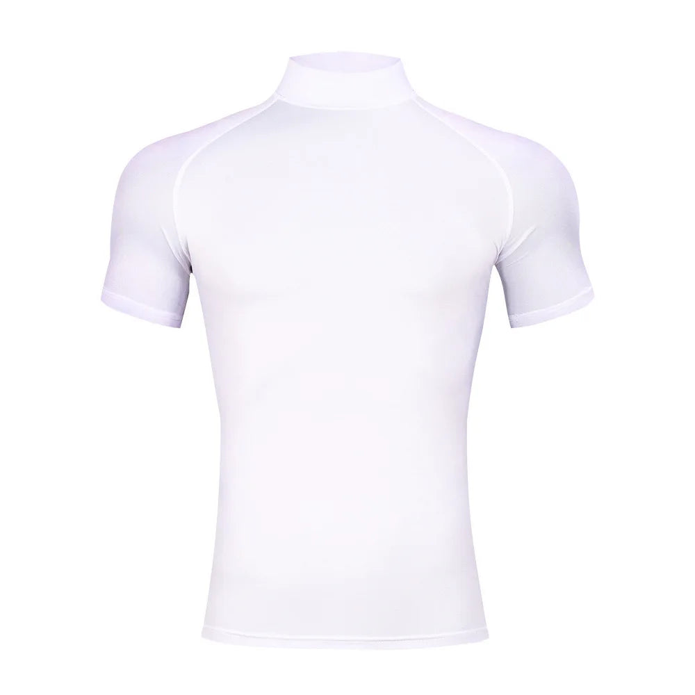 1pcs Men T-Shirts Running Shirt Boys Basketball Shirts Men's Jersey Sportswear Mens Jogging Quick Dry Mock Neck Fitness Tops