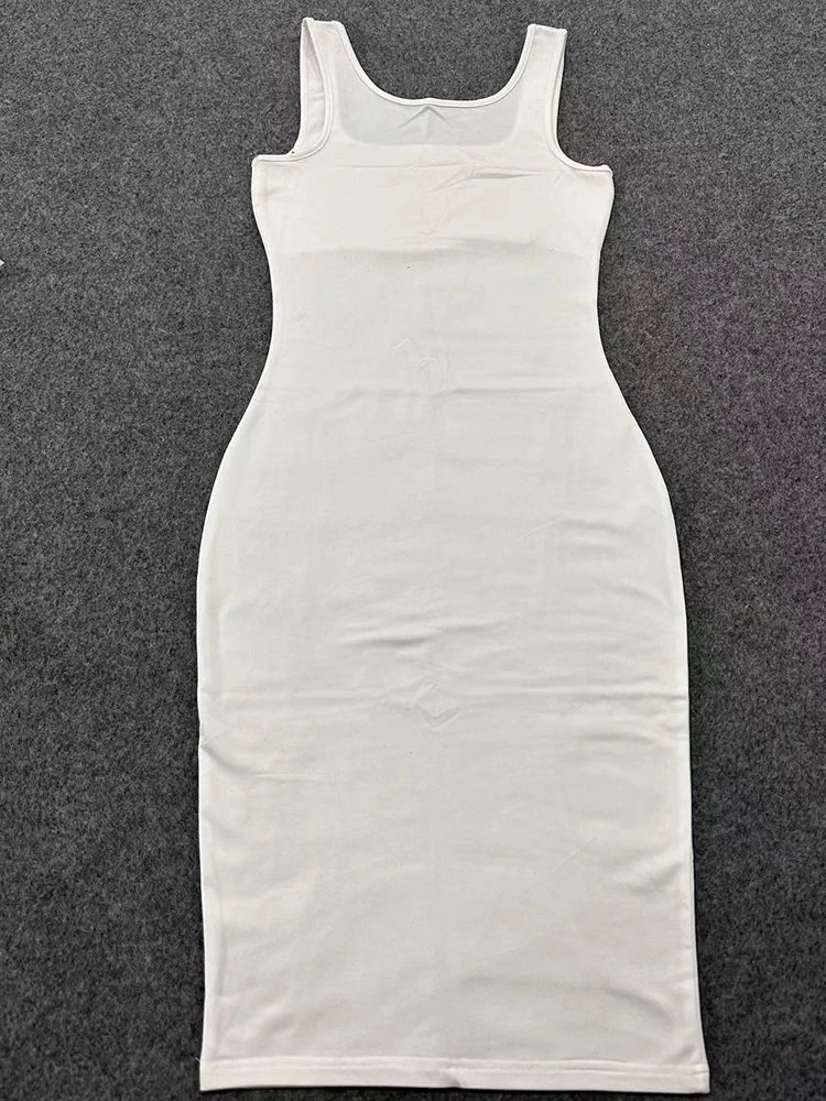 2024 Sommer Sexy Tank Top Kleid Europäischen und Amerikanischen Plus Größe Einfarbig frauen Ärmelloses Mini Kleid