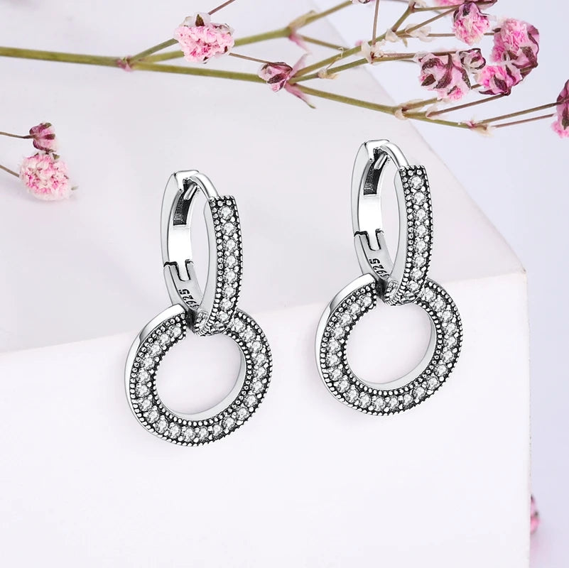 2024 neue Sterling Silber S925 Zirkon Runde Hoop Persönlichkeit Anti-Lnset Ohrringe Einfache Feine Schmuck Für Frauen Mädchen Party Geschenke