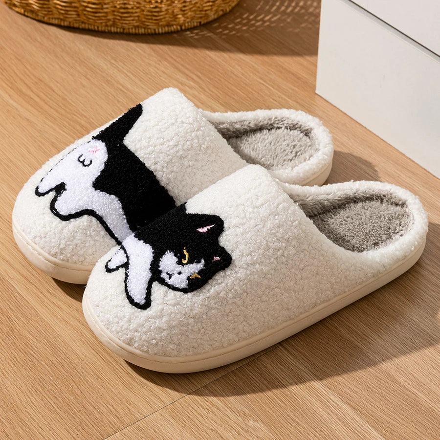 Damen Winter Warme Hausschuhe Niedliche Cartoon-Katze Weiche Sohle Exquisite Schlafzimmer Anti-Rutsch Komfort Mode Baumwollschuhe