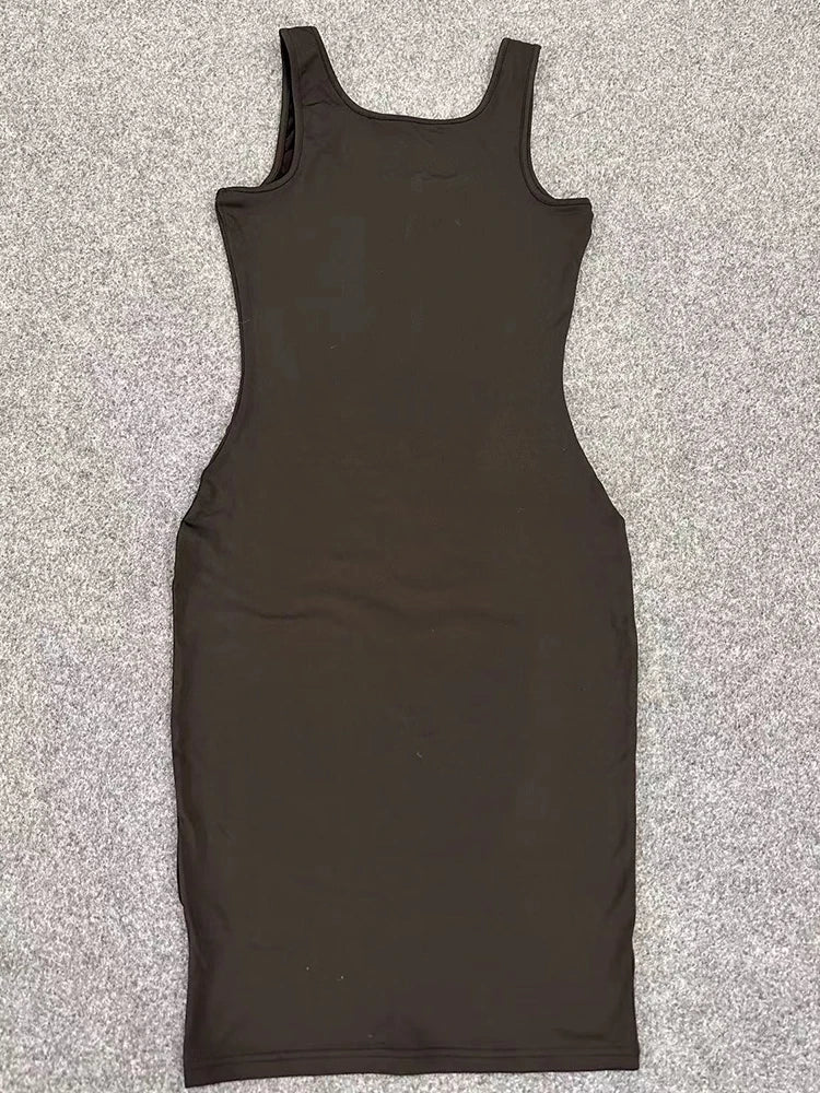 2024 Sommer Sexy Tank Top Kleid Europäischen und Amerikanischen Plus Größe Einfarbig frauen Ärmelloses Mini Kleid