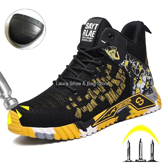High Top Sicherheitsschuhe Herren Stahlkappe Arbeitsschuhe Herren Damen Arbeitssicherheitsstiefel Anti Smash Safety Unzerstörbarer Arbeitsstiefel Atmungsaktiv