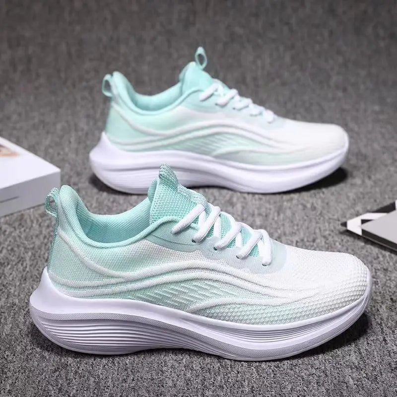 2025 Atmungsaktive Laufschuhe mit Schnürung für Damen, Sport-Sneaker mit Luftpolsterung, leichte Air-Mesh-Trainingsschuhe für den Außenbereich