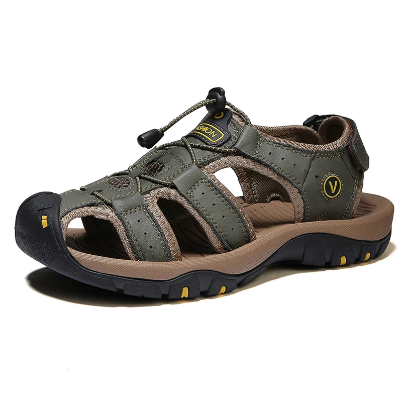 Sommer Herren Sandalen Leder Herren Freizeitschuhe Atmungsaktive Outdoor Sandalen für Männer Strandschuhe Hausschuhe Mode Römersandalen