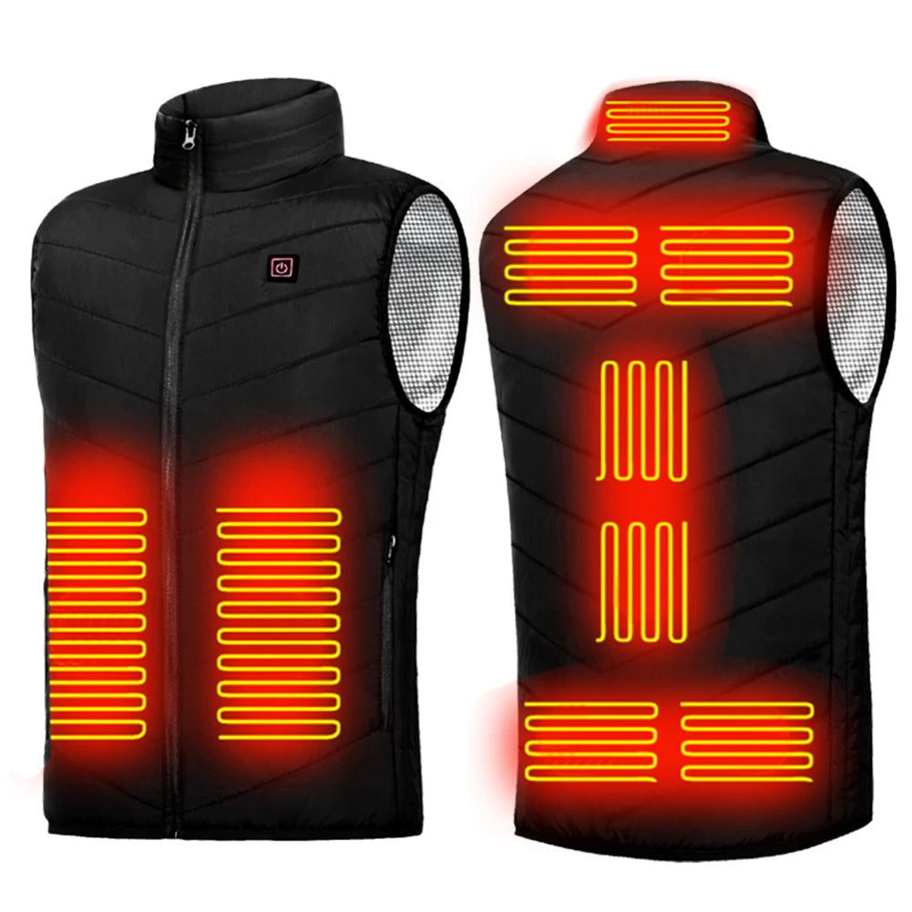 9 Heated Vest Zones Electric Heated Jackets Men Women Sportswear Heated Coat Windproof Heat Coat USB Heating Jacket For Camping
