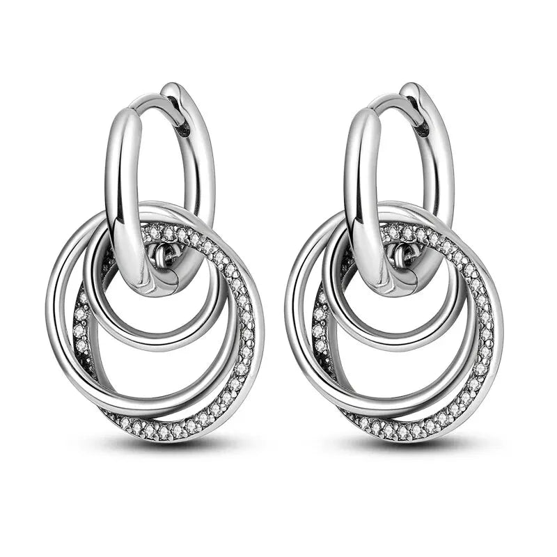 2024 neue Sterling Silber S925 Oval Doppel Ring Close Set Serpentine Ohrring Tropfen Einfache Schmuck Für Frauen Und Mädchen Party Geschenk