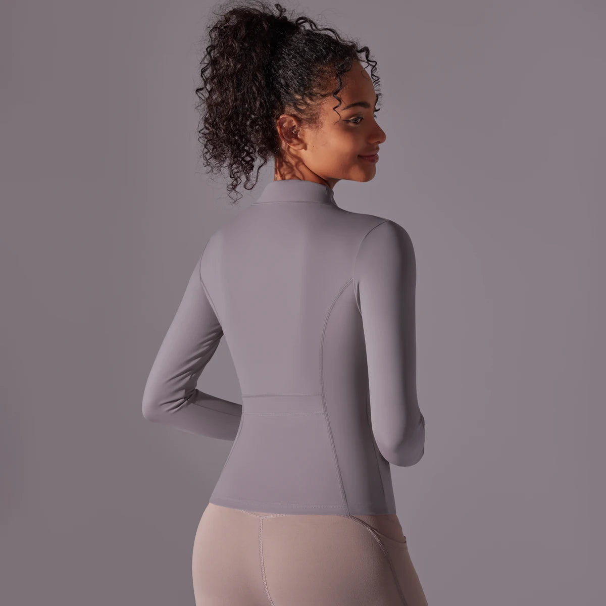 Gym Women's Full Zip Yoga Top With Thumbholes Fitness Running Jacket Stretch Fit Long Sleeve Round Neck Top Sportswear Workout