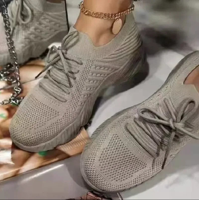 1 Paar Laufschuhe, bequeme Schnürschuhe, Plattform, Sport, lässig, Damenmode