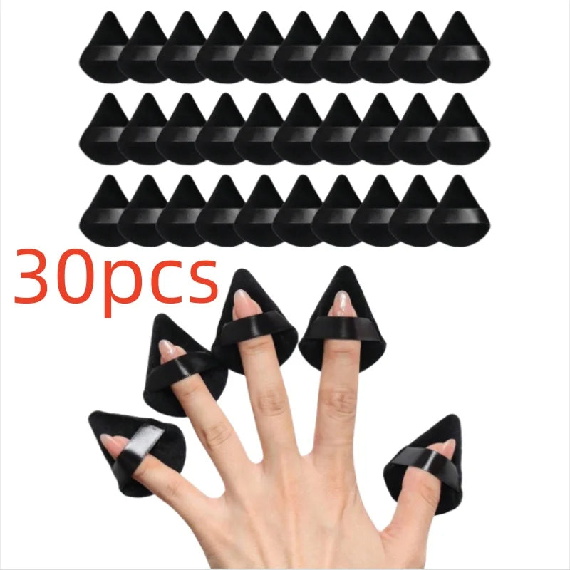 10–30 Stück Dreieck Mini Samt Puderquaste Foundation Gesicht Concealer Applikator Kosmetik Finger Schwamm Puff Schönheit Make-up-Tools