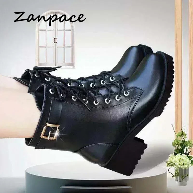 2024 Winter Leder Frauen Winter Stiefel Dicke Wolle Warme Frauen hochhackigen Echtem Boot Hochwertige Weibliche Schnee Stiefel frauen Schuhe