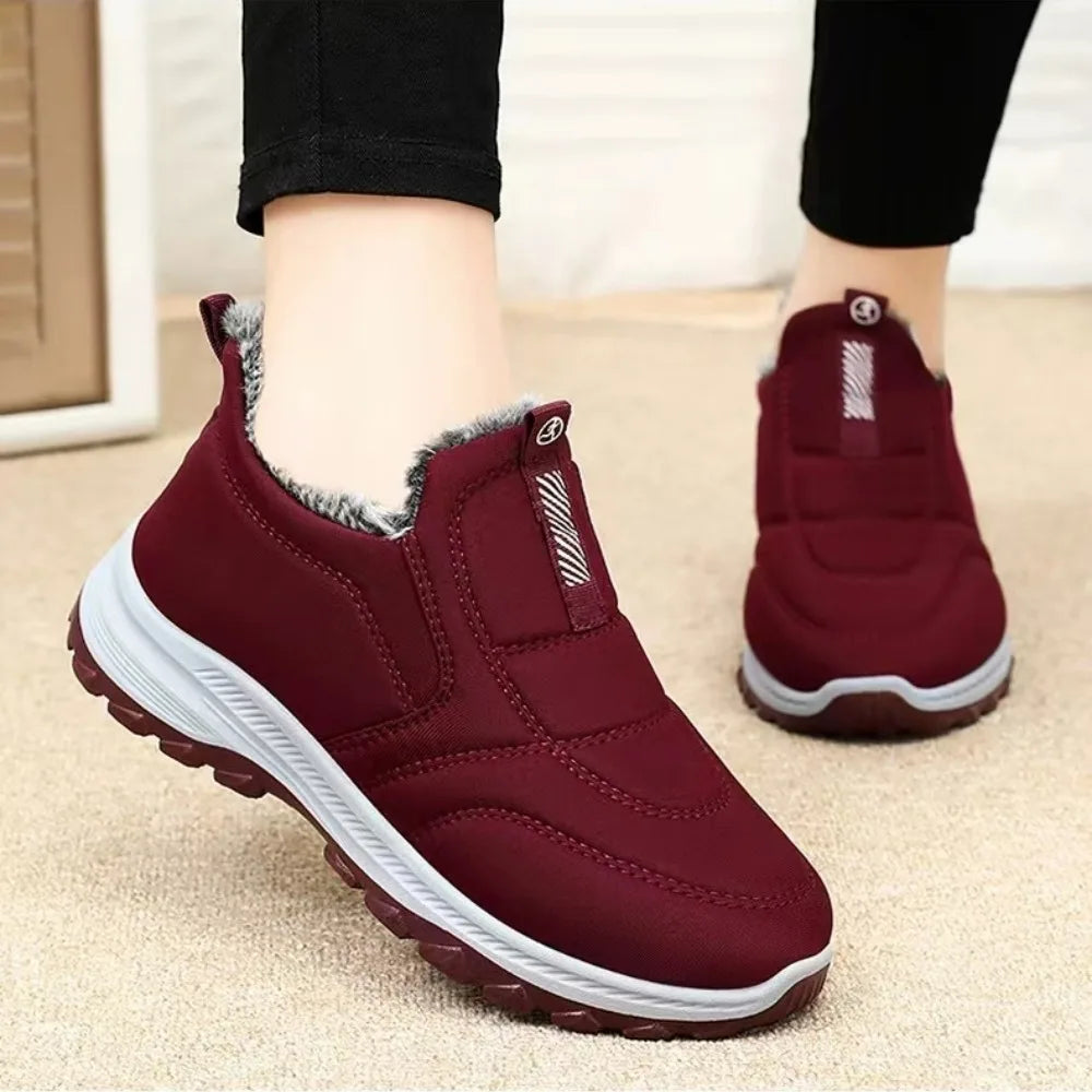 Damen Schneestiefel mit Fellfutter, warme Winterstiefel, rutschfeste Stiefeletten, leichte Wanderschuhe für draußen