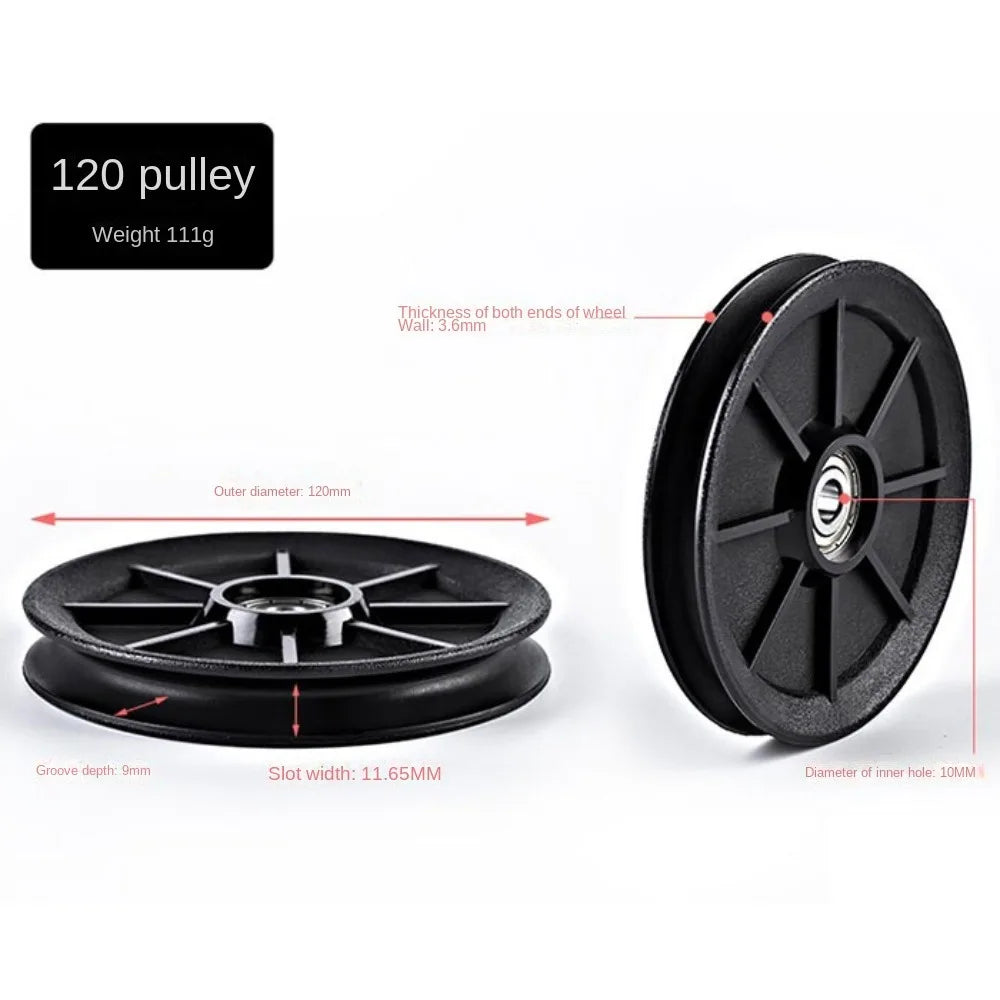 Fitness Equipment Parts Pulley Wheel Black Cable Machine Part Nylon Pulley Light Weight Good Wear Resistance Nylon Bearing