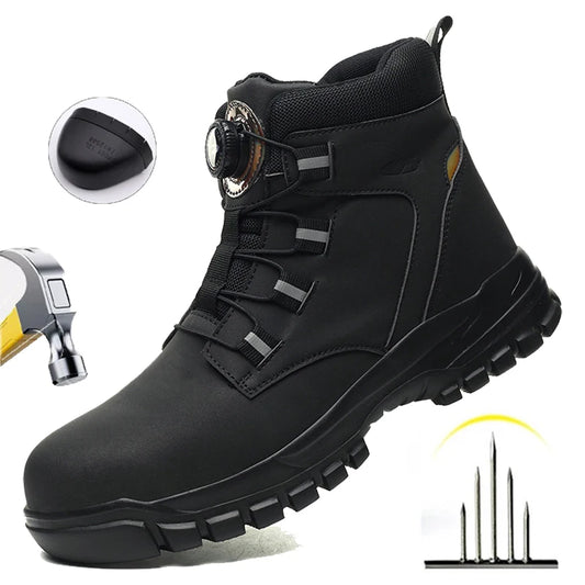 Wasserdichte Sicherheitsstiefel Herren Unzerstörbare Stahlkappe Arbeitsstiefel Anti-Smash Stichfeste Sicherheitsschuhe Biker Botas Para Hombre