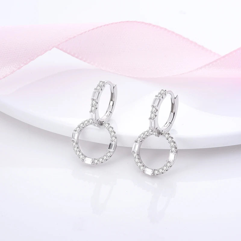 2024 neue Sterling Silber S925 Zirkon Runde Hoop Persönlichkeit Anti-Lnset Ohrringe Einfache Feine Schmuck Für Frauen Mädchen Party Geschenke