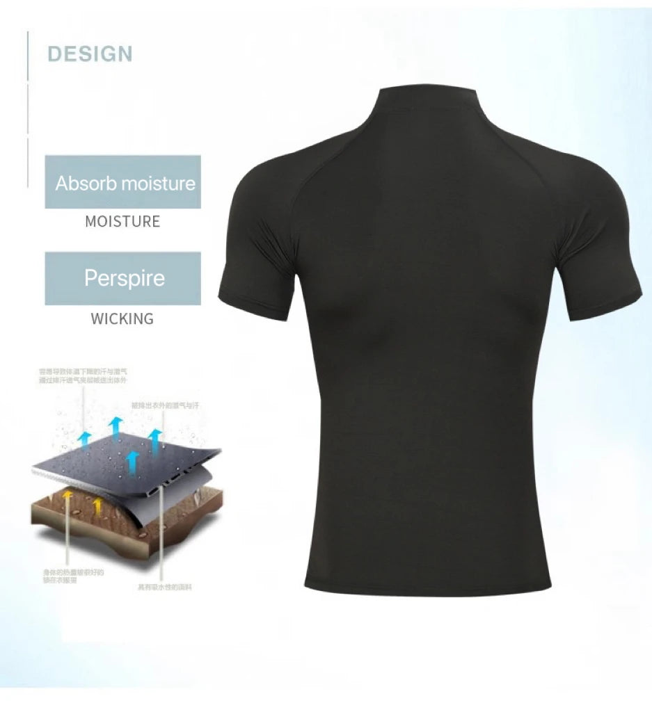 1pcs Men T-Shirts Running Shirt Boys Basketball Shirts Men's Jersey Sportswear Mens Jogging Quick Dry Mock Neck Fitness Tops
