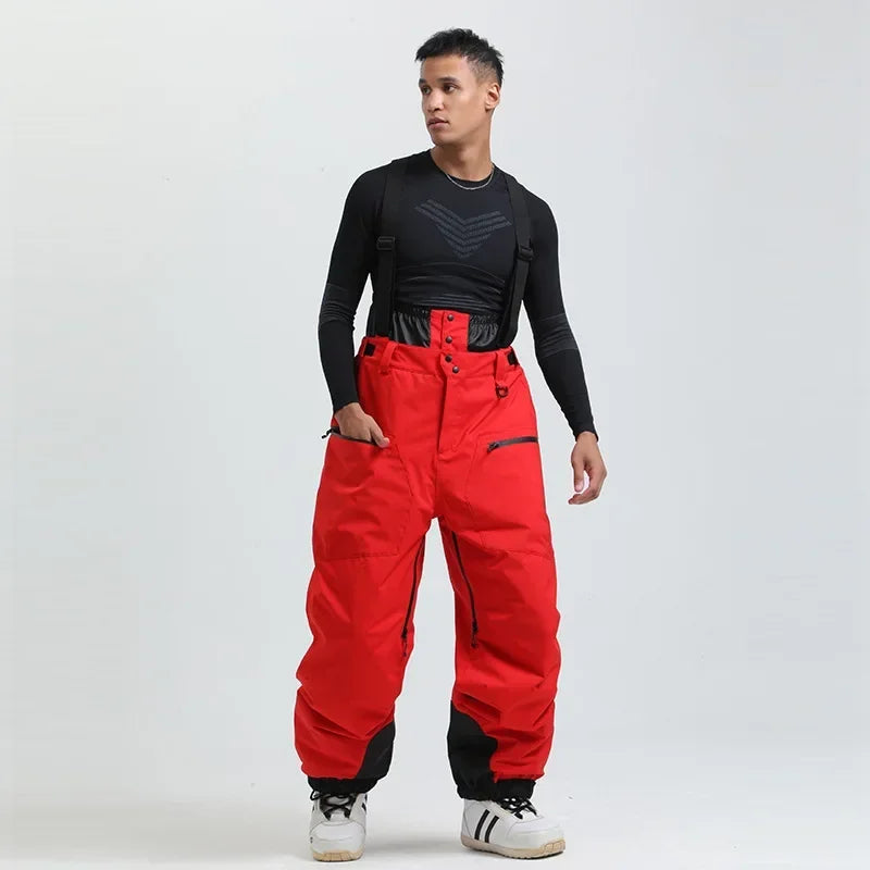 GSOU SNOW New Ski Pants Straps Padded Padded Warm Single and Double Board Windproof and Waterproof Winter Ski Pants for Men