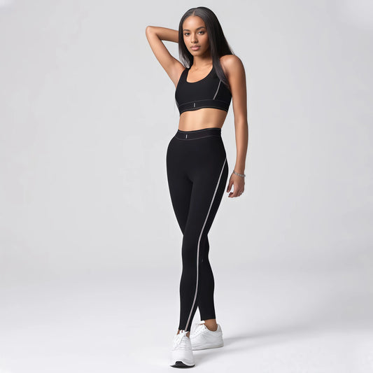 AL YOGA 2025 Summer New Women's Fashion Letter Printed Yoga Sports and Leisure Two Piece Set