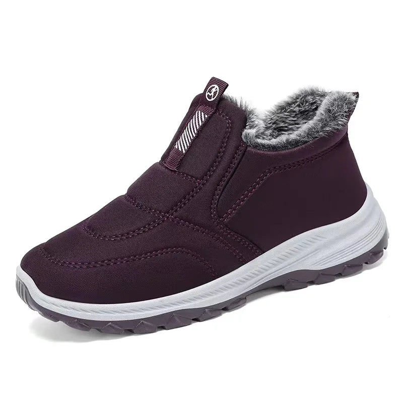 Damen Schneestiefel mit Fellfutter, warme Winterstiefel, rutschfeste Stiefeletten, leichte Wanderschuhe für draußen