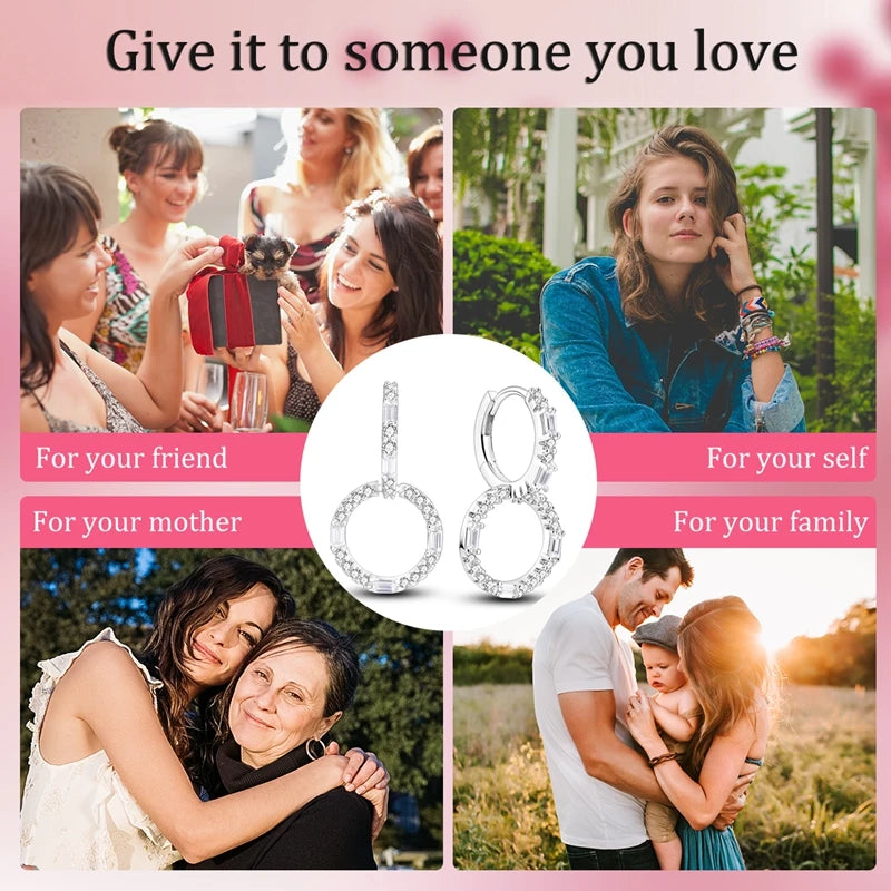 2024 neue Sterling Silber S925 Zirkon Runde Hoop Persönlichkeit Anti-Lnset Ohrringe Einfache Feine Schmuck Für Frauen Mädchen Party Geschenke