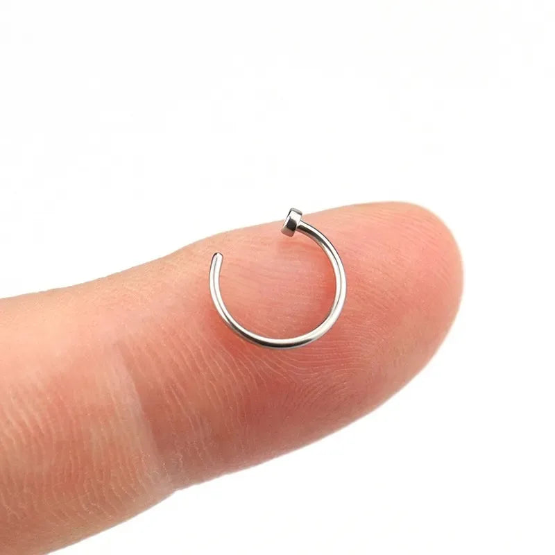 2/6 Stück Fake-Nasenringe für Damen, 316L Edelstahl Lippenringe Labret-Ring Nasenloch Hoop Piercing Ohrstecker Nasenpiercing Schmuck
