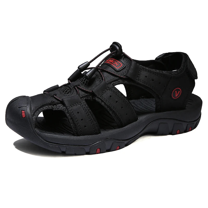 Sommer Herren Sandalen Leder Herren Freizeitschuhe Atmungsaktive Outdoor Sandalen für Männer Strandschuhe Hausschuhe Mode Römersandalen