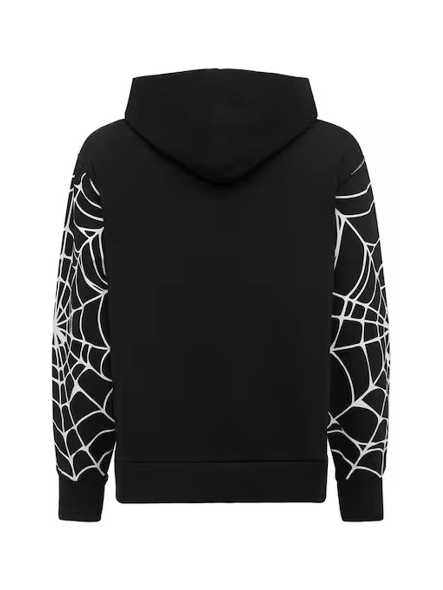 Men Women Zip Up Hoodies Fashion Spider Web Print Long Sleeve Oversized Sweatshirts Streetwear Tops