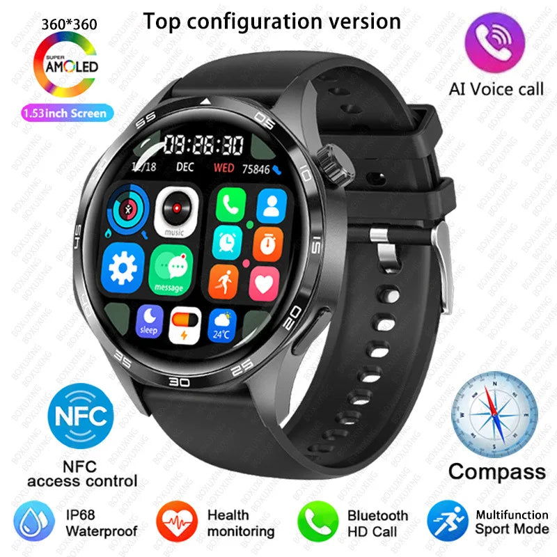 GT5 PRO Smart Watch Men Watch 5 Pro AMOLED HD Screen Bluetooth Call GPS Trajectory NFC Heart Rate Compass SmartWatches 2025 New