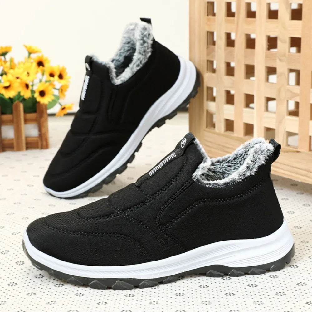 Damen Schneestiefel mit Fellfutter, warme Winterstiefel, rutschfeste Stiefeletten, leichte Wanderschuhe für draußen