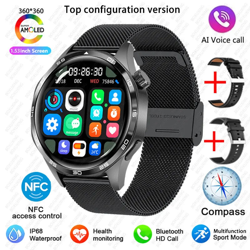 GT5 PRO Smart Watch Men Watch 5 Pro AMOLED HD Screen Bluetooth Call GPS Trajectory NFC Heart Rate Compass SmartWatches 2025 New