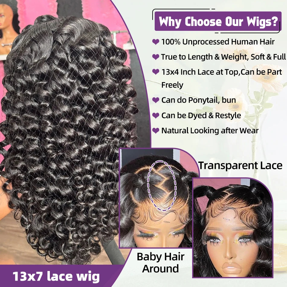 250 Dichte Lose Welle 13x6 HD Lace Front Perücken Menschliches Haar Brasilianische 30 40 Zoll 13x4 Tiefe Lockige Welle Lace Frontal Perücke Für Frauen