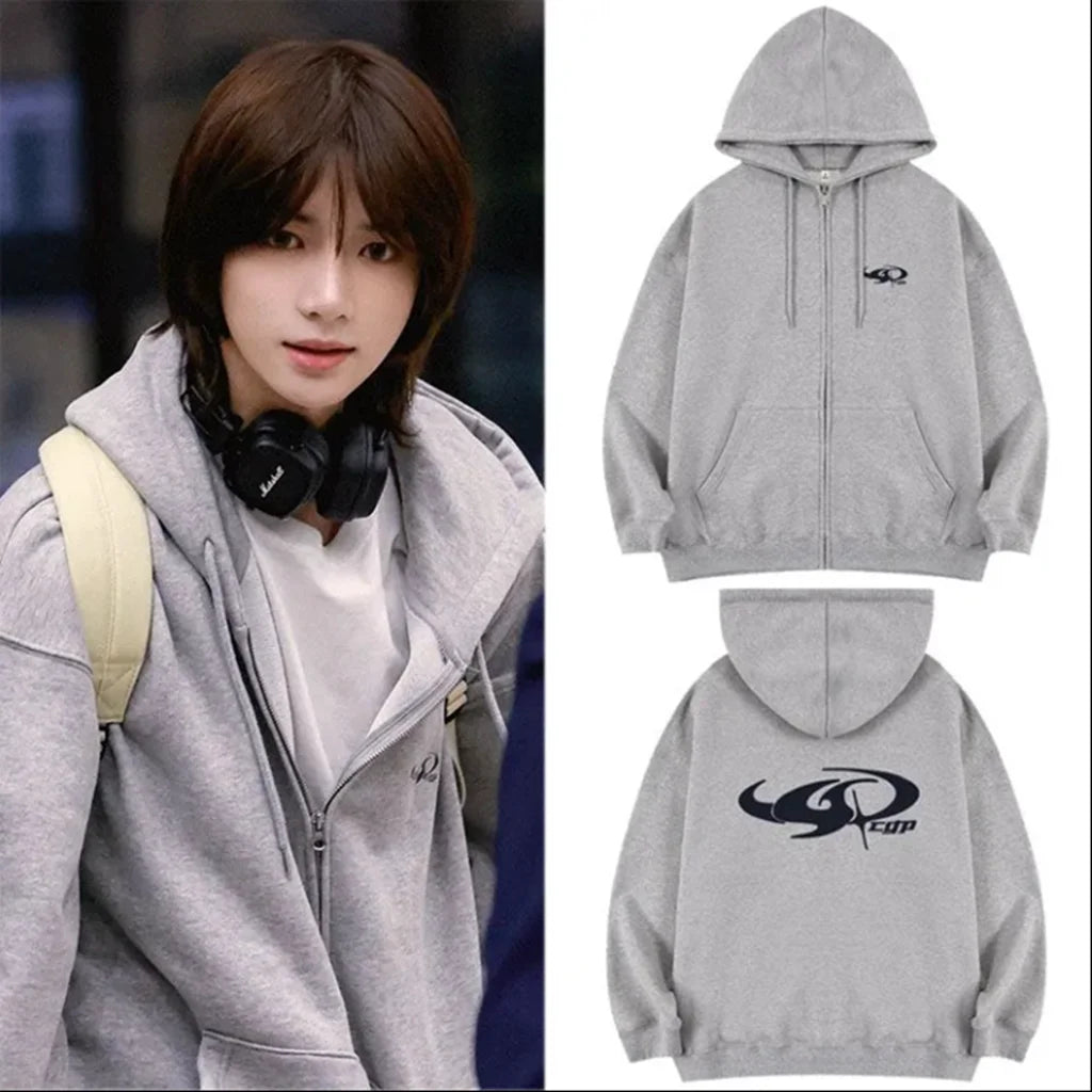TXT Choi Beomgyu gleiche Hoodies Kpop Reißverschluss Kapuzenhemd Damenkleidung Y2k Streetwear lose Mode Sweatshirts Strickjacke
