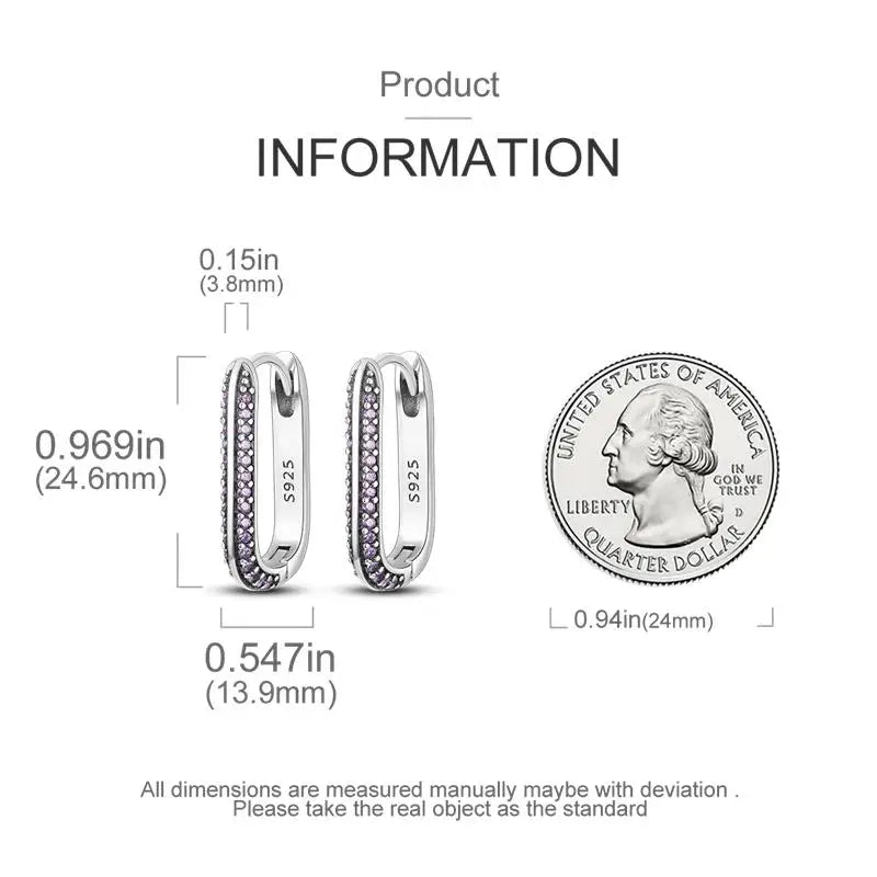 2024 NEUE 925 Sterling Silber rechteckige Creolen Intarsien Zirkon Goldene Ohrringe Für Frauen Hochzeit Geschenk Luxus Schmuck