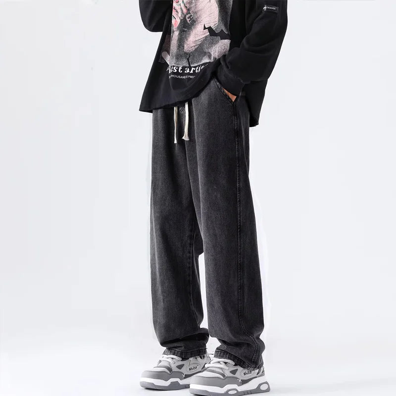 M-5XL Teenage Jeans Appear Slim and Loose Fitting Casual and Versatile Sportswear Pants Straight Leg Trendy Jeans
