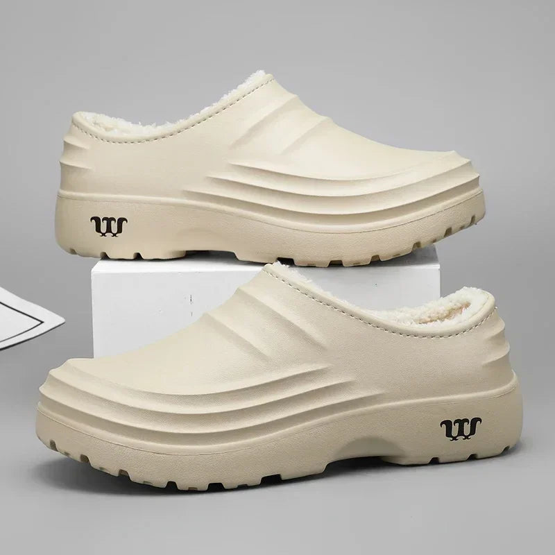 2024New Fashion Baumwolle Hausschuhe Männer Winter Warme Hause Baumwolle Schuhe Wasserdichte Garten Schuhe Indoor Slip auf Concise Schuhe