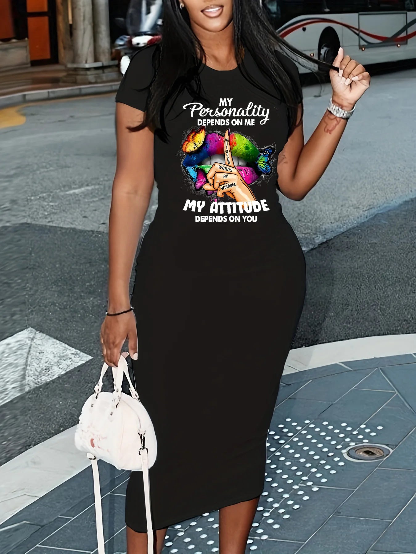 Damen T-Shirt Langes Kleid Schwarz Übergröße XS-5XL