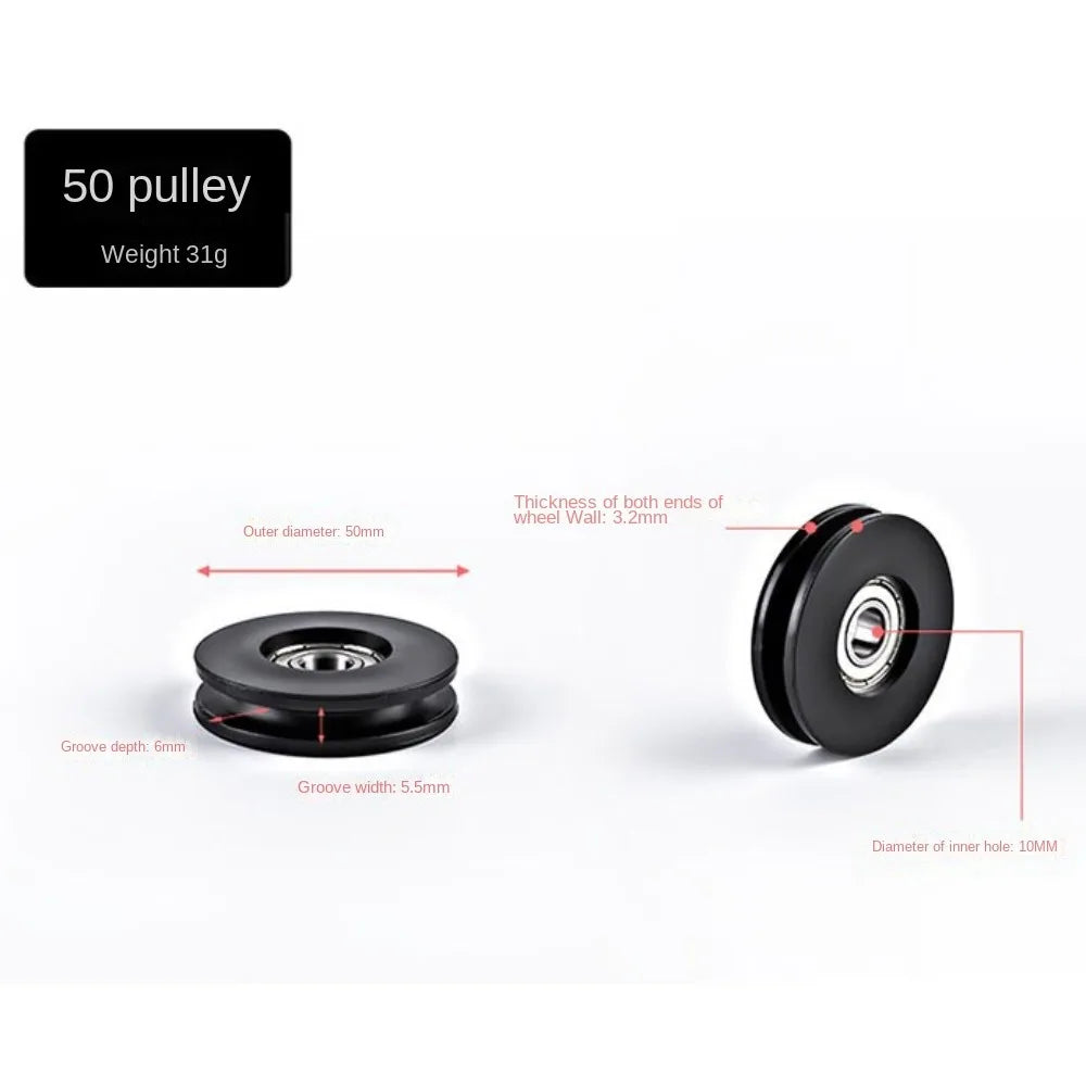 Fitness Equipment Parts Pulley Wheel Black Cable Machine Part Nylon Pulley Light Weight Good Wear Resistance Nylon Bearing