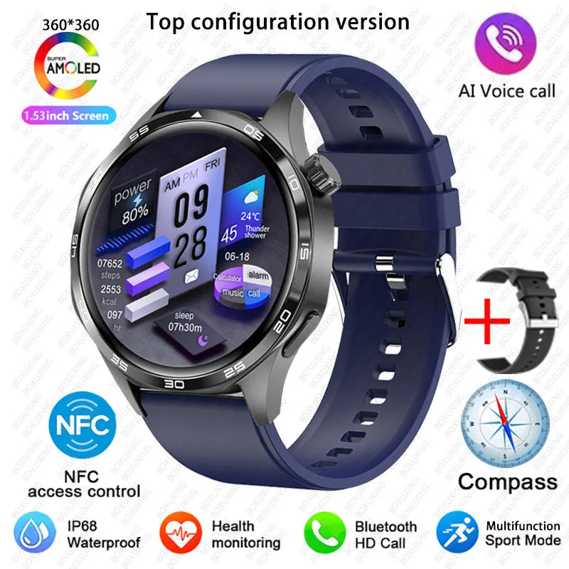 GT5 PRO Smart Watch Men Watch 5 Pro AMOLED HD Screen Bluetooth Call GPS Trajectory NFC Heart Rate Compass SmartWatches 2025 New