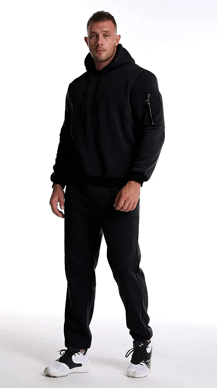 Men's Sportswear Set Two-piece Casual Jogging Warm Breathable Fitness Sportswear Set Military Tactical Hoodie + Trousers