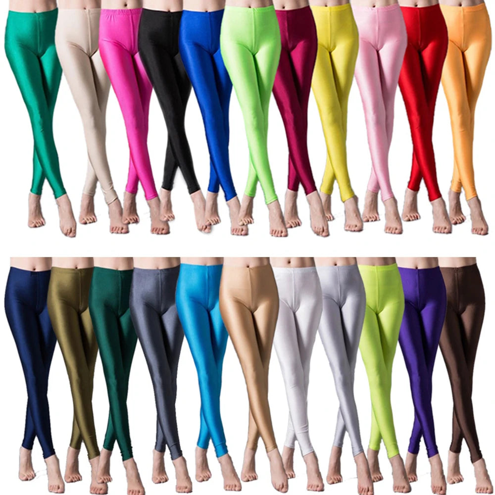 Hochelastische Skinny-Leggings, Bleistifthose, schlanke Hose in Übergröße, glänzende Yogahose für Frauen, sexy, hautfreundliche, enge Leggings