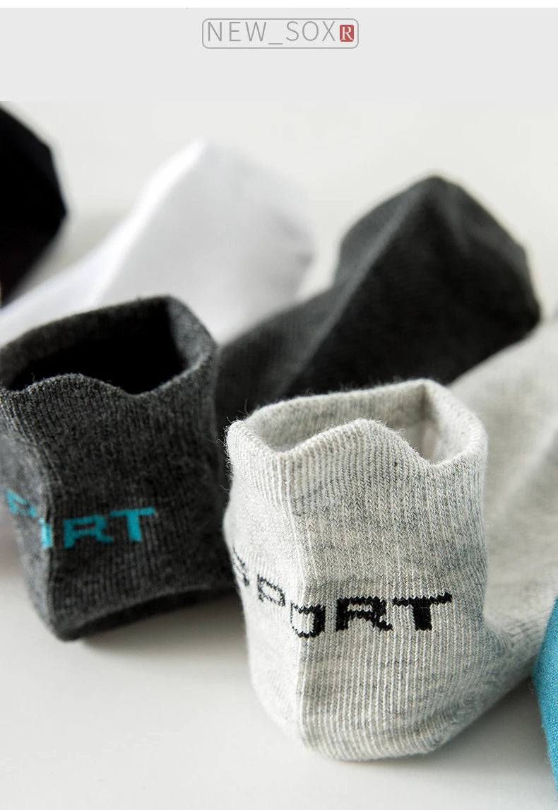 HSS 5Pairs Organic Cotton Men Socks Ankle Breathable Mesh Sports Sock Casual Athletic Summer Thin Short Sokken Plus Size EU40-46
