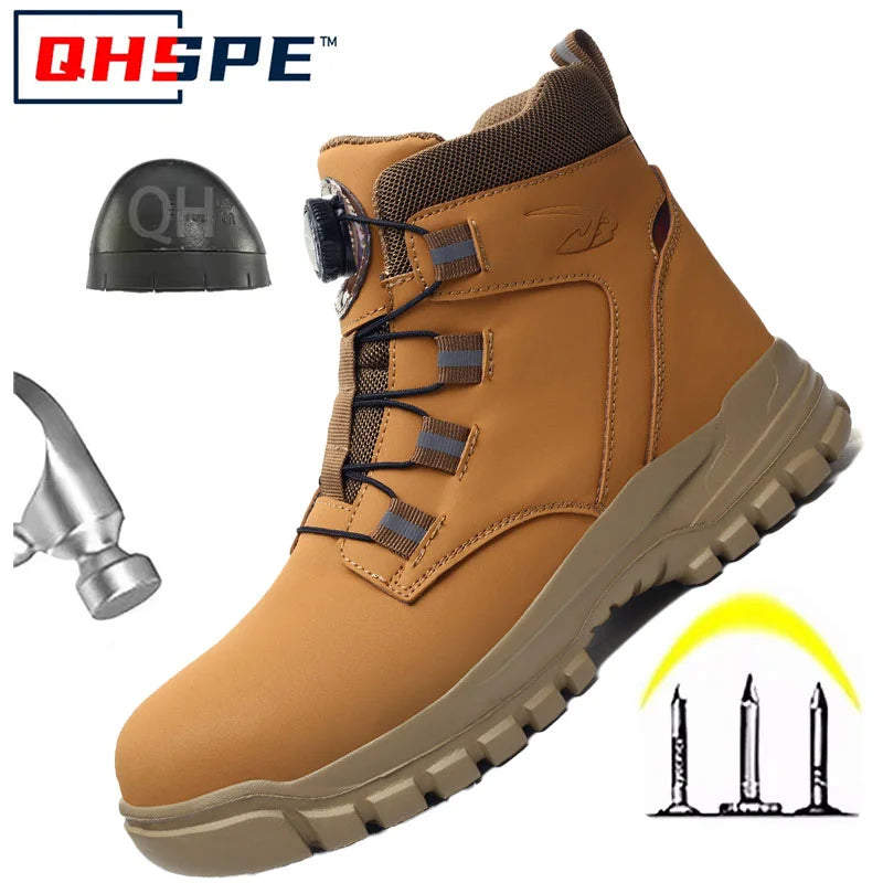 Drehknopf Neue Sicherheitsschuhe Männer Anti-Smash Anti-Pannen Arbeitsschuhe Mode Männer Sportschuhe Sicherheit Schutzstiefel Männer