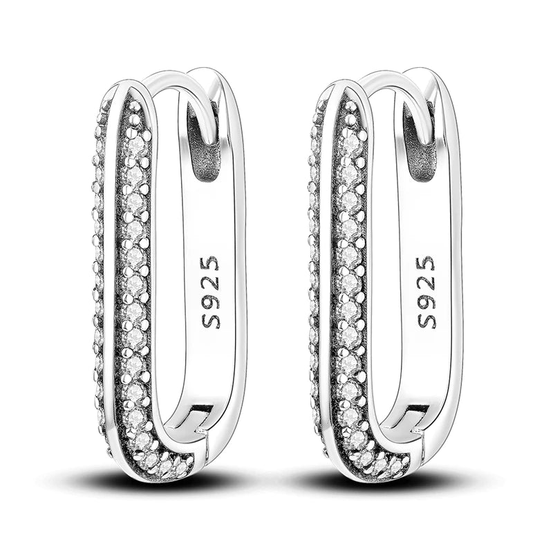 2024 NEUE 925 Sterling Silber rechteckige Creolen Intarsien Zirkon Goldene Ohrringe Für Frauen Hochzeit Geschenk Luxus Schmuck