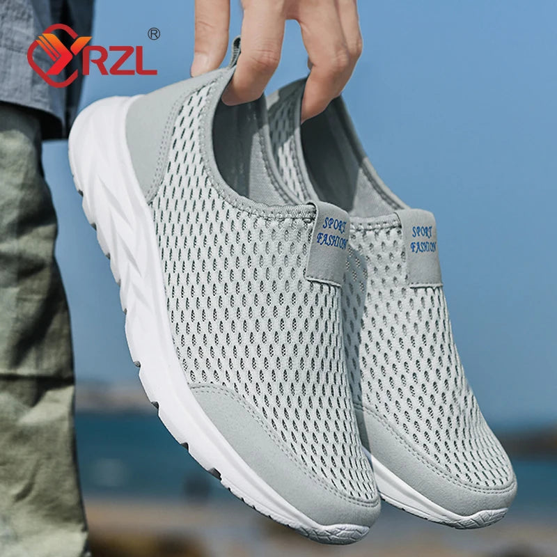 YRZL Herren-Sneakers, atmungsaktiv, Mesh, Freizeitschuhe für Herren, rutschfest, große Größe, leichte Herren-Tennisschuhe