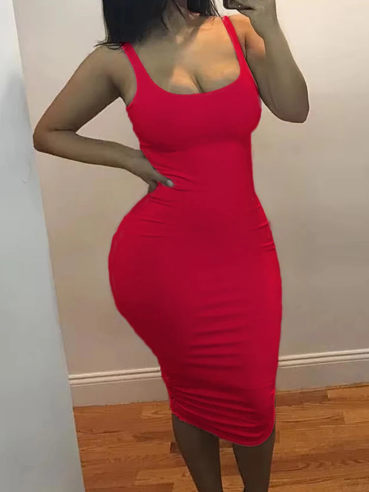 2024 Sommer Sexy Tank Top Kleid Europäischen und Amerikanischen Plus Größe Einfarbig frauen Ärmelloses Mini Kleid