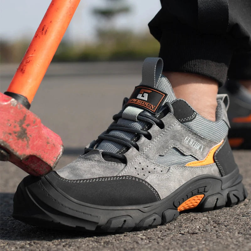 Sicherheitsschuhe für Herren, Sicherheitsstiefel mit Zehenkappe aus Kunststoff, modisch, leicht, bequem, Arbeitsschuhe, durchtrittsicher, unzerstörbar