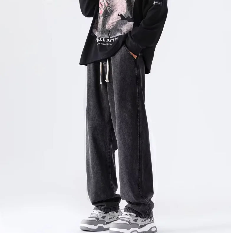 M-5XL Teenage Jeans Appear Slim and Loose Fitting Casual and Versatile Sportswear Pants Straight Leg Trendy Jeans