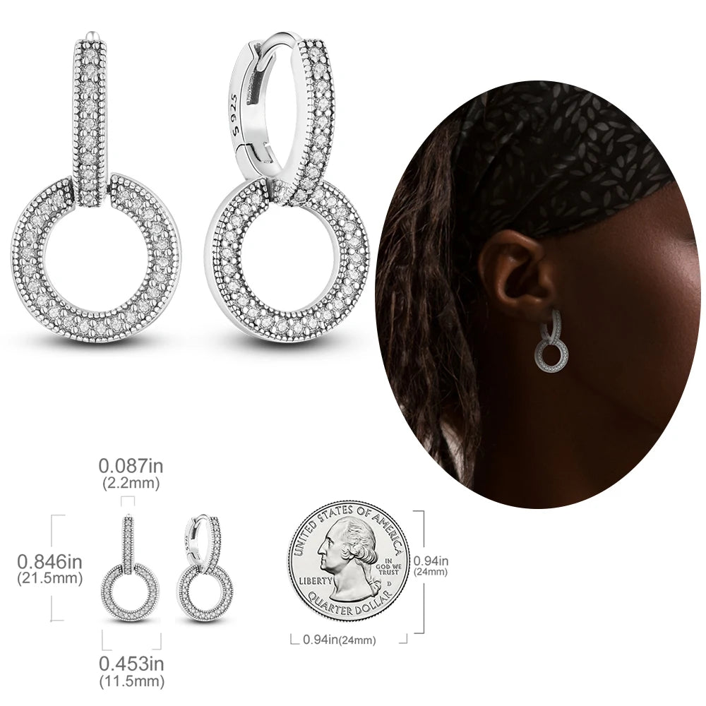 2024 neue Sterling Silber S925 Zirkon Runde Hoop Persönlichkeit Anti-Lnset Ohrringe Einfache Feine Schmuck Für Frauen Mädchen Party Geschenke