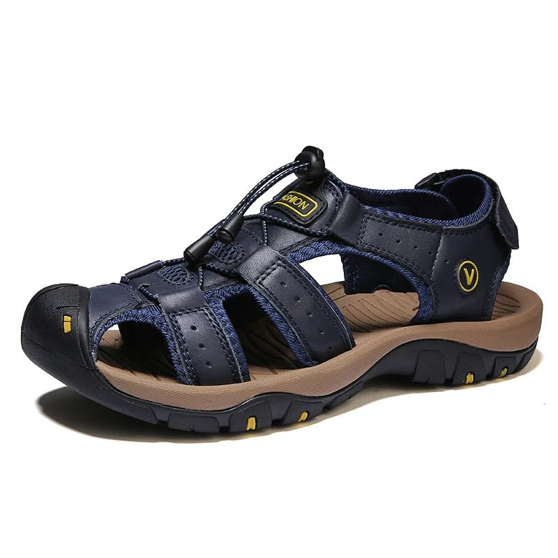 Sommer Herren Sandalen Leder Herren Freizeitschuhe Atmungsaktive Outdoor Sandalen für Männer Strandschuhe Hausschuhe Mode Römersandalen